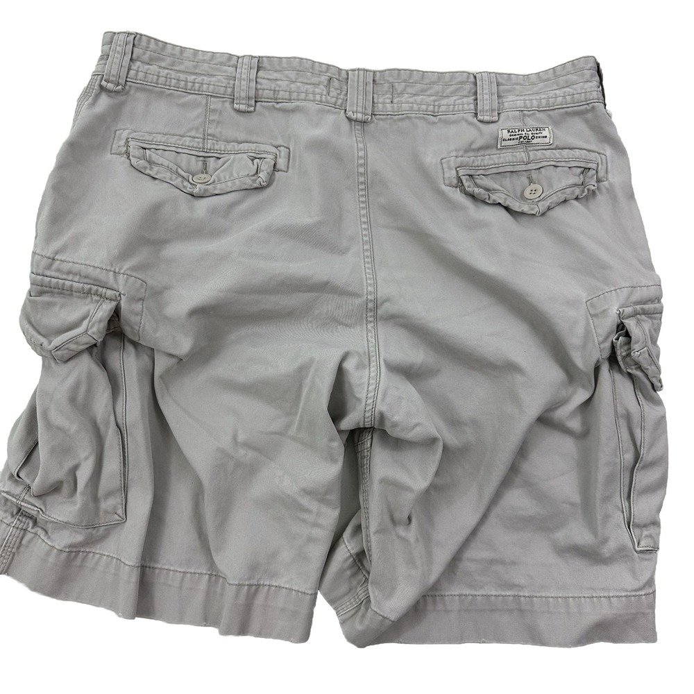 VTG Polo Ralph Lauren Cargo Shorts Men 40x10 Tan Cream Relaxed Baggy Thick Y2K